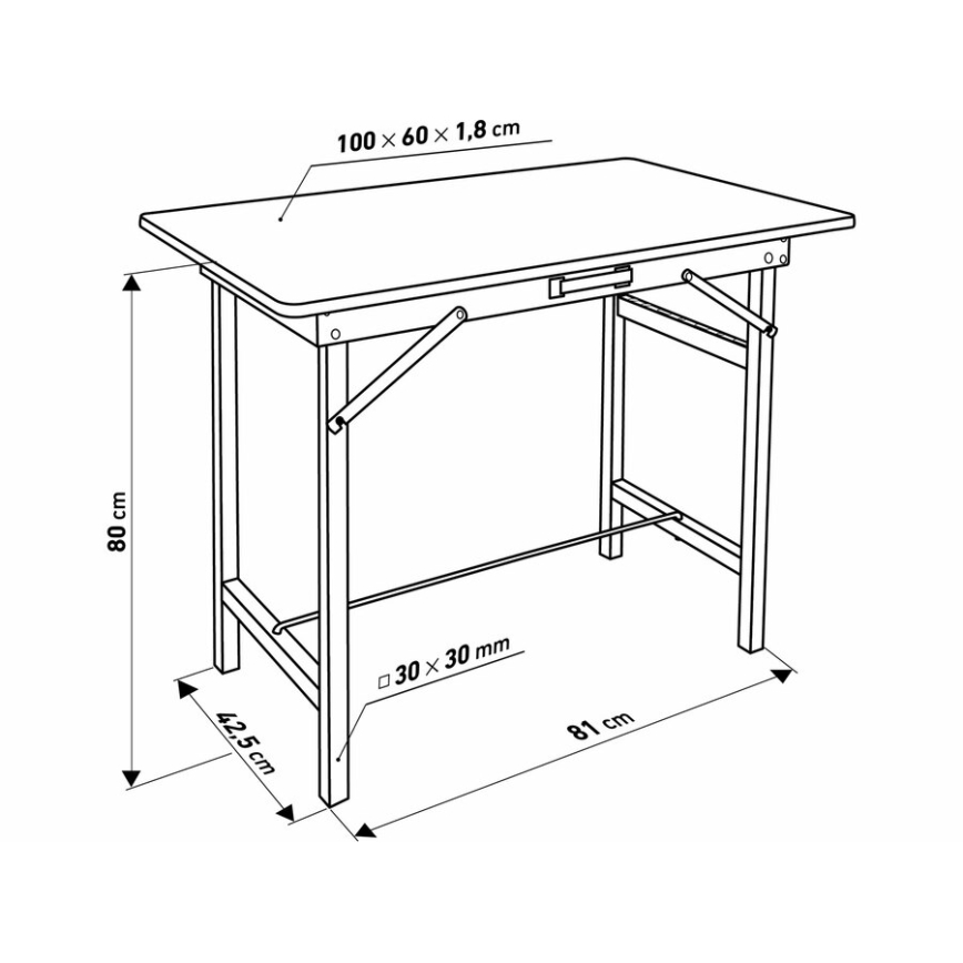Extol - Składany stół roboczy 100x60 cm brązowy/czarny
