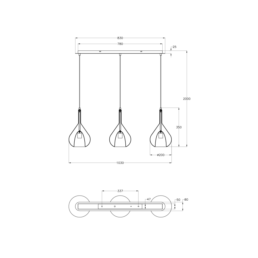 Fabas Luce 3481-48-297 - Żyrandol na lince LILA 3xE27/40W/230V przezroczysty/złoty/szary