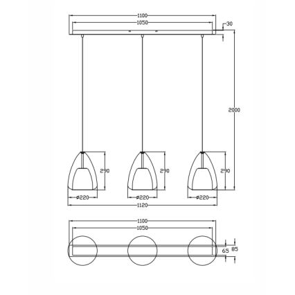 Fabas Luce 3673-48-125 - Żyrandol na lince BRITTON 3xE27/40W/230V złoty