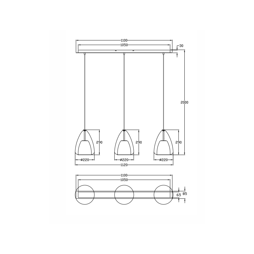 Fabas Luce 3673-48-125 - Żyrandol na lince BRITTON 3xE27/40W/230V złoty