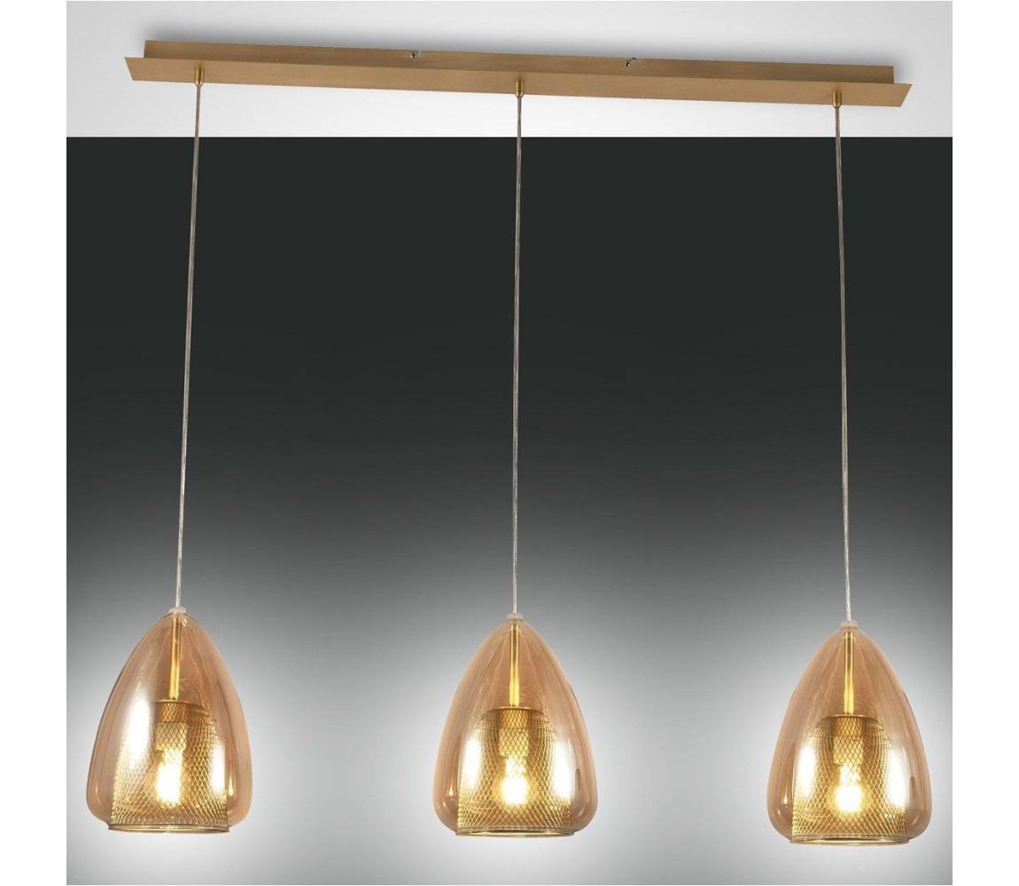 Fabas Luce 3673-48-125 - Żyrandol na lince BRITTON 3xE27/40W/230V złoty