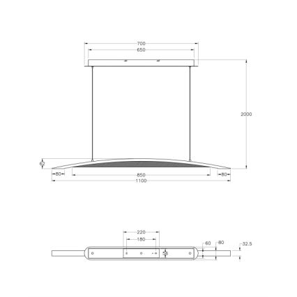 Fabas Luce 3697-40-102 - LED Żyrandol ściemnialny na lince CORDOBA LED/36W/230V biały/drewno