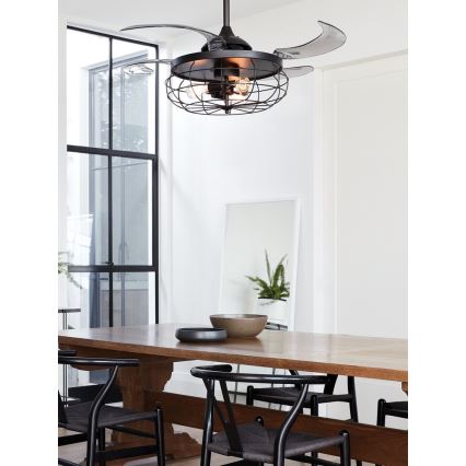 FANAWAY 212920 - LED sufitowy wentylator INDUSTRI 3xE27/4W/230V czarny + pilot zdalnego sterowania