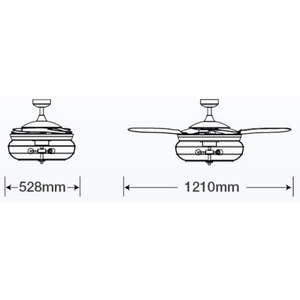FANAWAY 212920 - Wentylator sufitowy LED INDUSTRI 3xE27/4W/230V czarny + pilot zdalnego sterowania