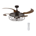 FANAWAY 212921 - LED sufitowy wentylator INDUSTRI 3xE27/4W/230V brązowy + pilot zdalnego sterowania