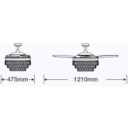 FANAWAY 212923 - Wentylator sufitowy LED VEIL 6xE14/4,5W/230V chrom błyszczący + pilot zdalnego sterowania