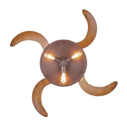 FANAWAY 212925 - LED sufitowy wentylator CLASSIC 3xE27/4W/230V brązowy + pilot zdalnego sterowania