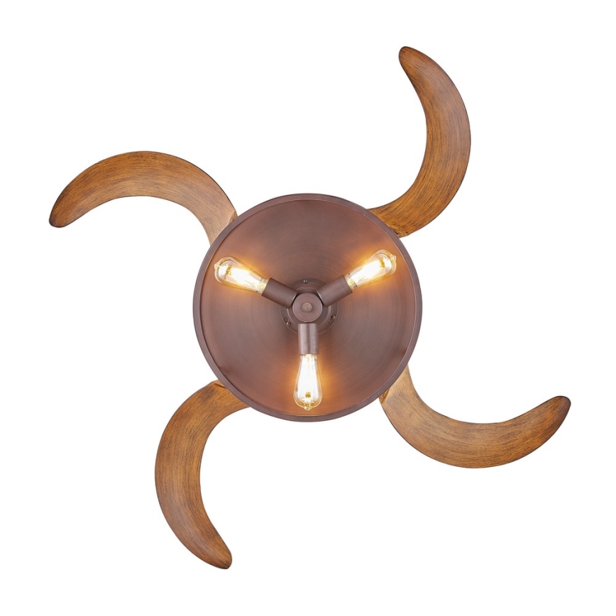 FANAWAY 212925 - Wentylator sufitowy LED CLASSIC 3xE27/4W/230V brązowy + pilot zdalnego sterowania