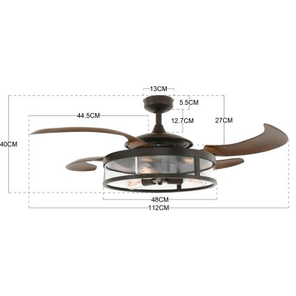 FANAWAY 212925 - Wentylator sufitowy LED CLASSIC 3xE27/4W/230V brązowy + pilot zdalnego sterowania