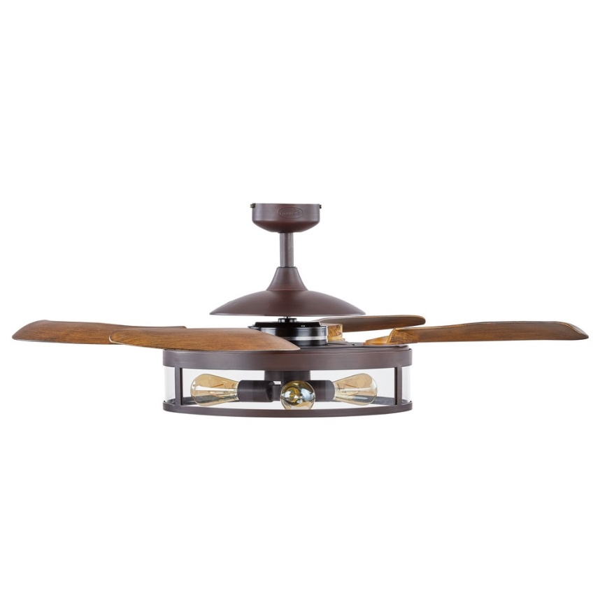 FANAWAY 212925 - Wentylator sufitowy LED CLASSIC 3xE27/4W/230V brązowy + pilot zdalnego sterowania