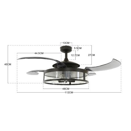 FANAWAY 212927 - LED sufitowy wentylator CLASSIC 3xE27/4W/230V czarny + pilot do zdalnego sterowania