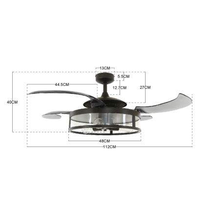 FANAWAY 212927 - Wentylator sufitowy LED CLASSIC 3xE27/4W/230V czarny + pilot zdalnego sterowania