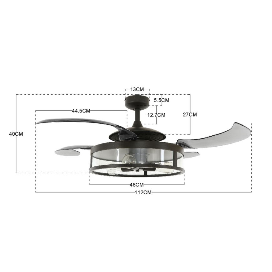 FANAWAY 212927 - Wentylator sufitowy LED CLASSIC 3xE27/4W/230V czarny + pilot zdalnego sterowania