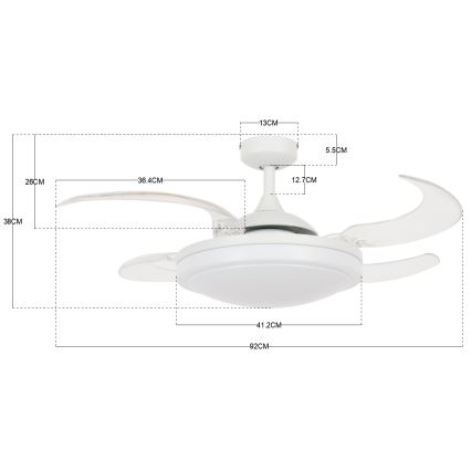 FANAWAY 212980 - Wentylator sufitowy EVORA 2xE27/15W/230V biały + pilot zdalnego sterowania