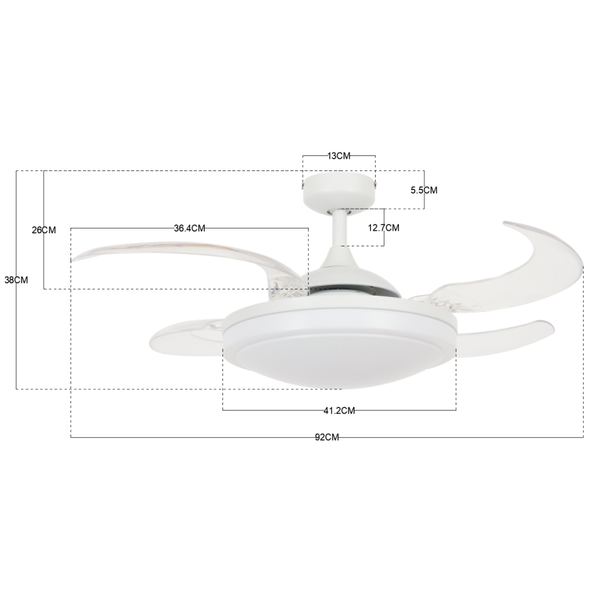 FANAWAY 212980 - Wentylator sufitowy EVORA 2xE27/15W/230V biały + pilot zdalnego sterowania