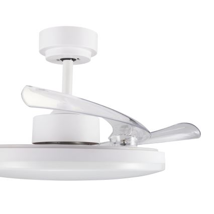 FANAWAY 21612949 - LED Ściemnialny wentylator sufitowy STROLL LED/30W/230V 2700/3500/5000K śr. 106 cm biały/przezroczysty + zdalne sterowanie