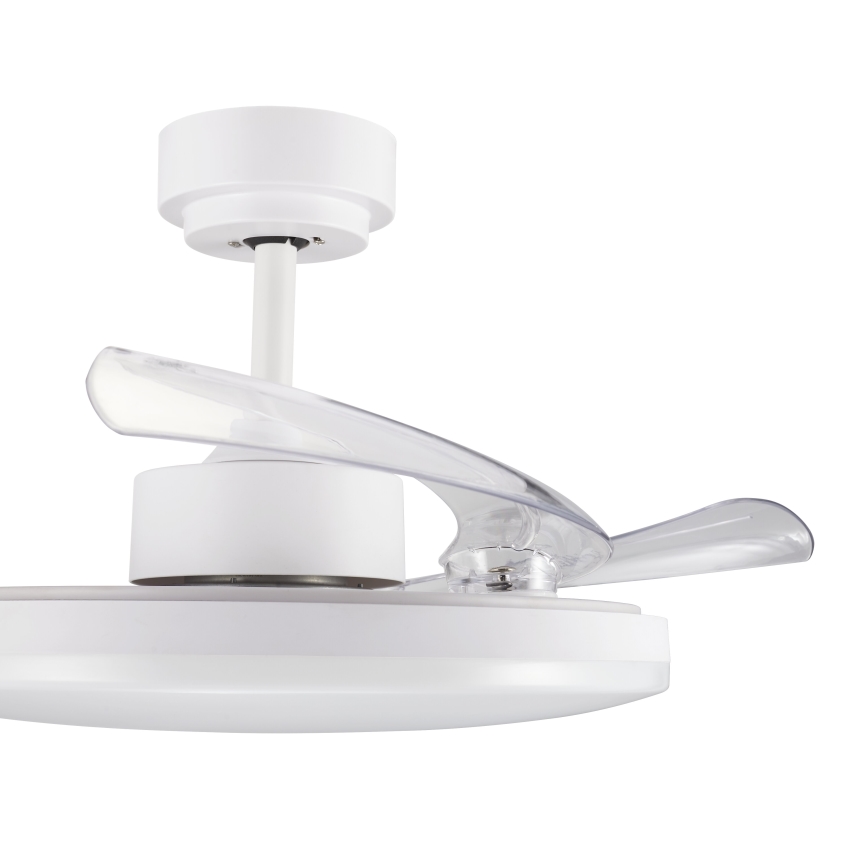 FANAWAY 21612949 - LED Ściemnialny wentylator sufitowy STROLL LED/30W/230V 2700/3500/5000K śr. 106 cm biały/przezroczysty + zdalne sterowanie