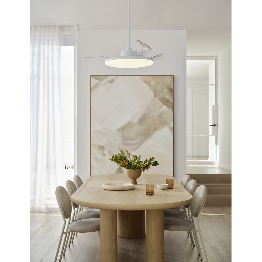 FANAWAY 21612949 - LED Regulowany sufitowy wentylator STROLL LED/30W/230V 2700/3500/5000K śr. 106 cm biały/przezroczysty + pilot zdalnego sterowania