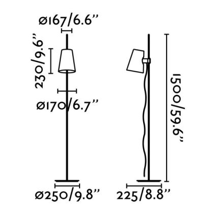 FARO 29998 - Lampa podłogowa LUPE 1xE27/20W/230V błyszczący chrom