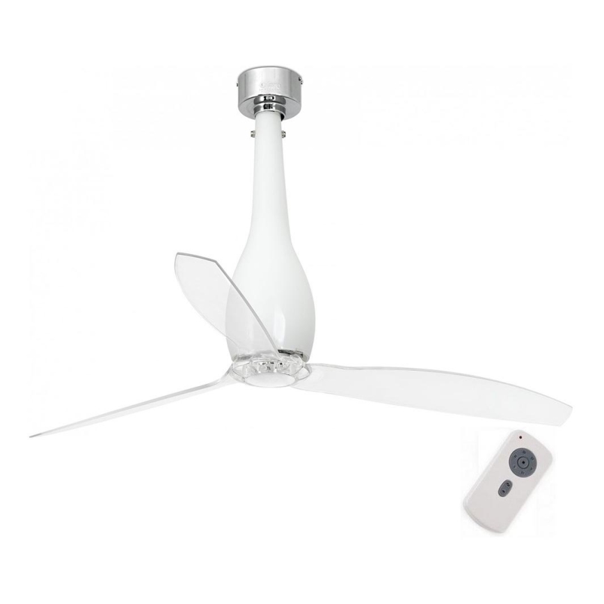 FARO 32001 - Wentylator sufitowy ETERFAN biały/przezroczysty śr. 128 cm + pilot do zdalnego sterowania