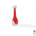 FARO 32002 - Wentylator sufitowy ETERFAN czerwony/przezroczysty śr. 128 cm + pilot do zdalnego sterowania