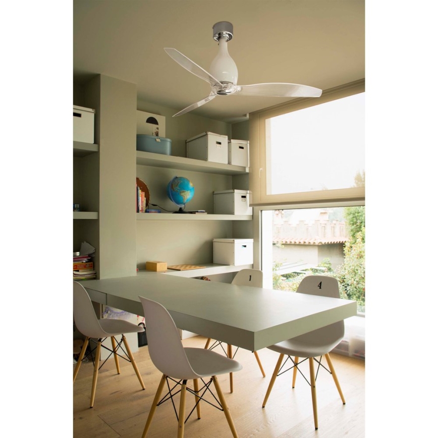FARO 32020 - Wentylator sufitowy MINI ETERFAN biały/przezroczysty śr. 128 cm + pilot do zdalnego sterowania