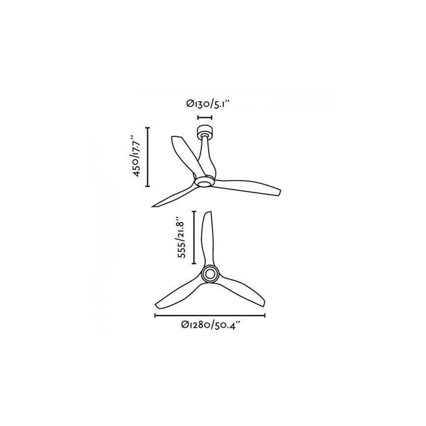 FARO 32028 - Wentylator sufitowy MINI ETERFAN czarny śr. 128 cm + pilot do zdalnego sterowania