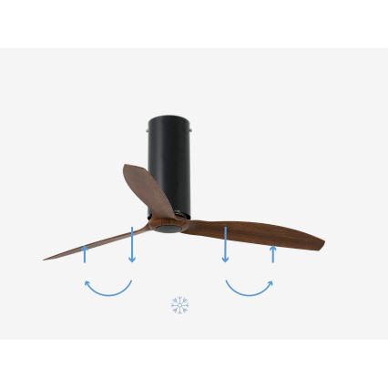 FARO 32037WP - Wentylator sufitowy TUBE FAN Wi-Fi czarny/brązowy 128 cm SMART + pilot