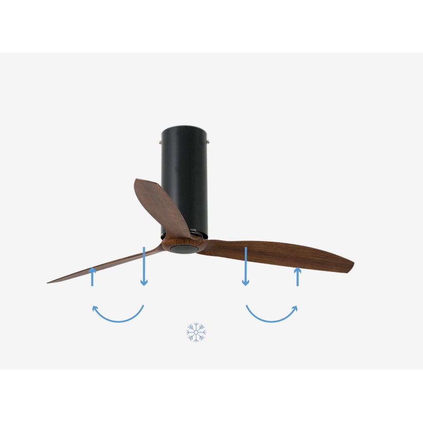 FARO 32037WP - Wentylator sufitowy TUBE FAN Wi-Fi czarny/brązowy 128 cm SMART + pilot