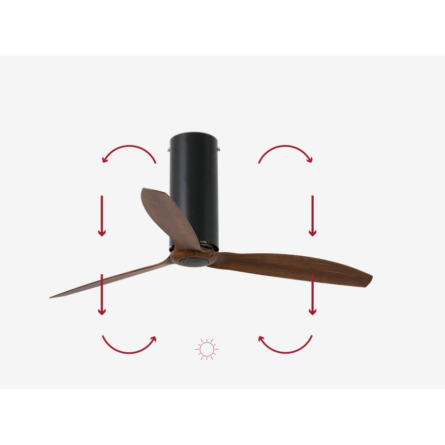 FARO 32037WP - Wentylator sufitowy TUBE FAN Wi-Fi czarny/brązowy 128 cm SMART + pilot