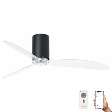 FARO 32041WP - Wentylator sufitowy MINI TUBE FAN M czarny/przezroczysty śr. 128 cm SMART + pilot zdalnego sterowania