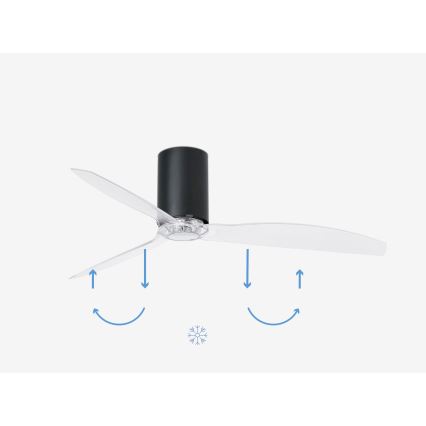 FARO 32041WP - Wentylator sufitowy MINI TUBE FAN M czarny/przezroczysty śr. 128 cm SMART + pilot zdalnego sterowania