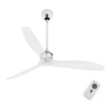 FARO 33394 - Wentylator sufitowy JUST FAN chrom błyszczący/przezroczysty + pilot