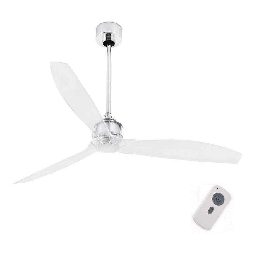 FARO 33394 - Wentylator sufitowy JUST FAN chrom błyszczący/przezroczysty + pilot