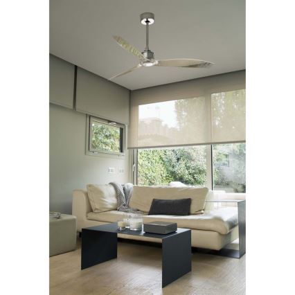 FARO 33394 - Wentylator sufitowy JUST FAN chrom błyszczący/przezroczysty + pilot