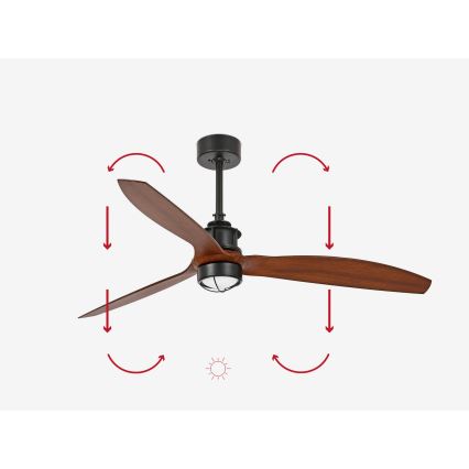 FARO 33395-10 - Wentylator sufitowy LED JUST FAN LED/16W/230V czarne/brązowe + Pilot zdalnego sterowania