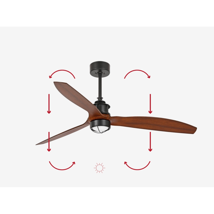 FARO 33395-10 - Wentylator sufitowy LED JUST FAN LED/16W/230V czarne/brązowe + Pilot zdalnego sterowania