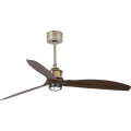FARO 33398WT1N - LED ściemnialny sufitowy wentylator JUST FAN M LED/16W/230V śr. 128 cm brązowy/mosiądz Wi‑Fi Tuya + pilot zdalnego sterowania