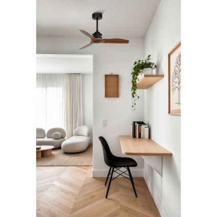 FARO 33425WT - Wentylator sufitowy JUST FAN S Ø 81 cm brązowy/czarny Wi‑Fi Tuya + pilot