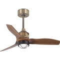 FARO 33428WT1N - ściemnialny wentylator sufitowy JUST FAN z oświetleniem LED 16W/230V, śr. 81 cm, brązowy/mosiężny, Wi‑Fi Tuya + zdalne sterowanie