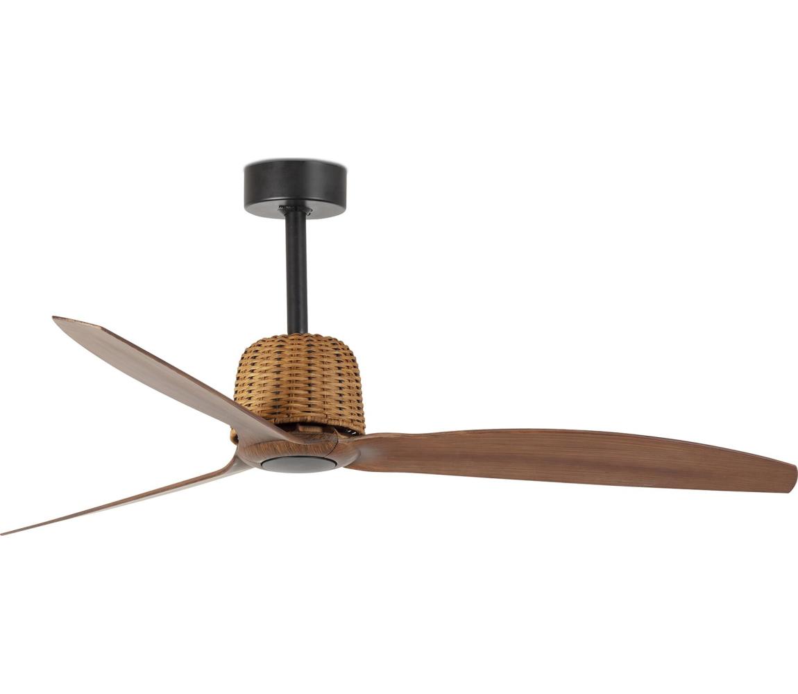 FARO 33435WT - Wentylator sufitowy WEAVER M śr. 128 cm brązowy/czarny Wi‑Fi Tuya + pilot