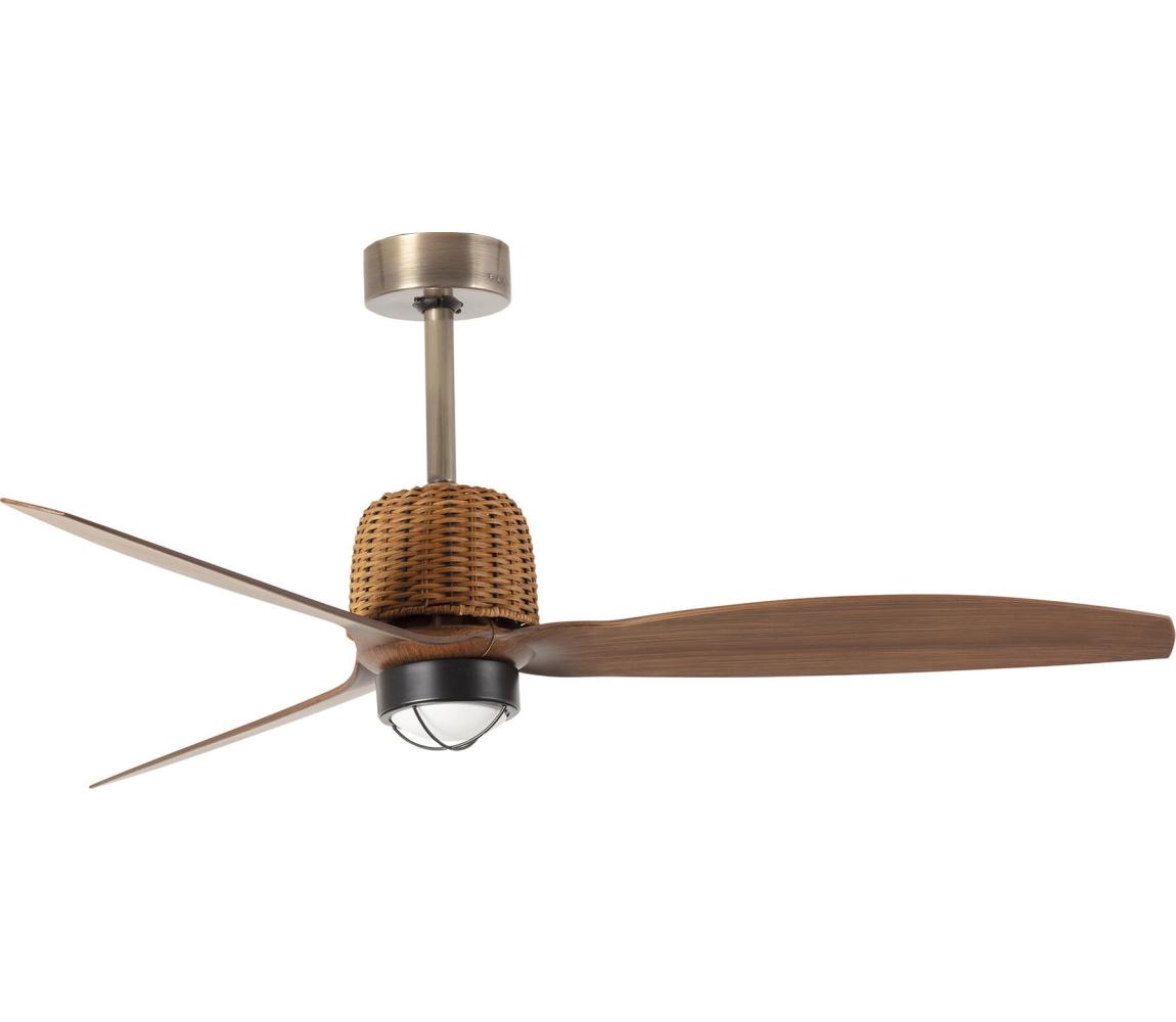 FARO 334361N - LED ściemnialny wentylator sufitowy WEAVER M 16W/230V, średnica 128 cm, brązowy/mosiądz + pilot