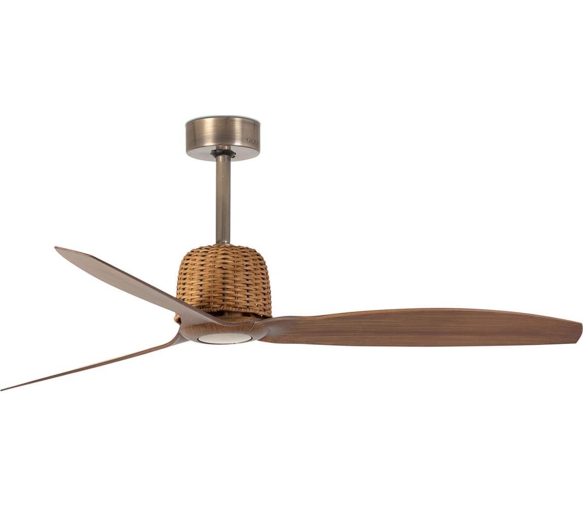 FARO 33436WT- Wentylator sufitowy WEAVER M śr. 128 cm brązowy/mosiądz Wi-Fi Tuya + pilot