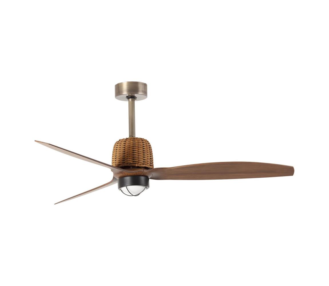 FARO 33436WT1N - LED ściemnialny wentylator WEAVER M 16W/230V, średnica 128 cm, brązowy/mosiężny WT + pilot