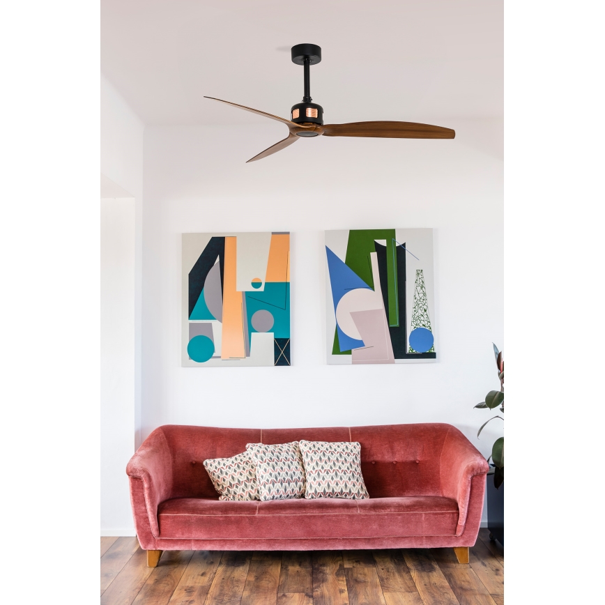 FARO 33451WT - Wentylator sufitowy COPPER FAN M, średnica 128 cm, brązowy/czarny, Wi-Fi Tuya + pilot zdalnego sterowania