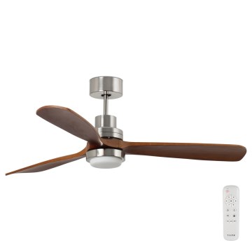 FARO 33463DC - LED sufitowy wentylator LANTAU LED/12W/230V drewno/matowy chrom śr. 168 cm + pilot zdalnego sterowania
