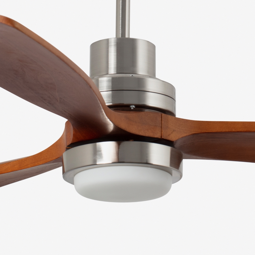 FARO 33463DC - LED sufitowy wentylator LANTAU LED/12W/230V drewno/matowy chrom śr. 168 cm + pilot zdalnego sterowania