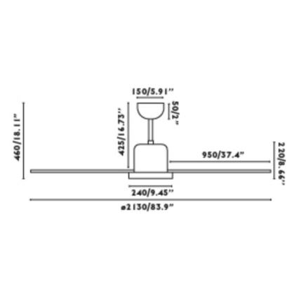 FARO 33465A - Wentylator sufitowy ANDROS XL matowy chrom + pilot zdalnego sterowania