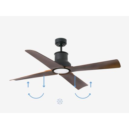 FARO 33481-7 - Wentylator sufitowy LED WINCHE LED/15W/230V IP44 brązowe/czarne + Pilot zdalnego sterowania