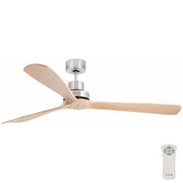 FARO 33504DC - Wentylator sufitowy LANTAU XL drewno/matowy chrom śr. 168 cm + zdalne sterowanie